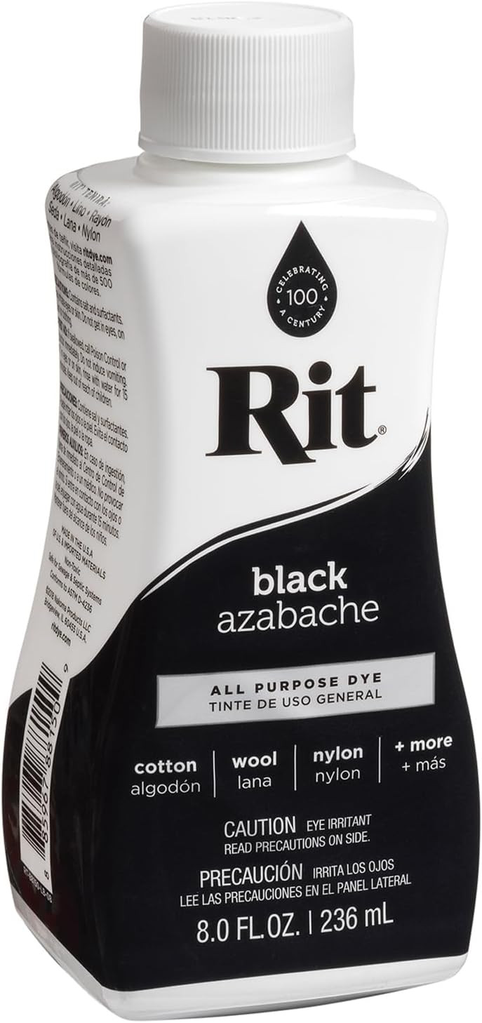Rit Black Liquid Fabric Dye 8oz Versatile Non Toxic for Clothes and Accessories