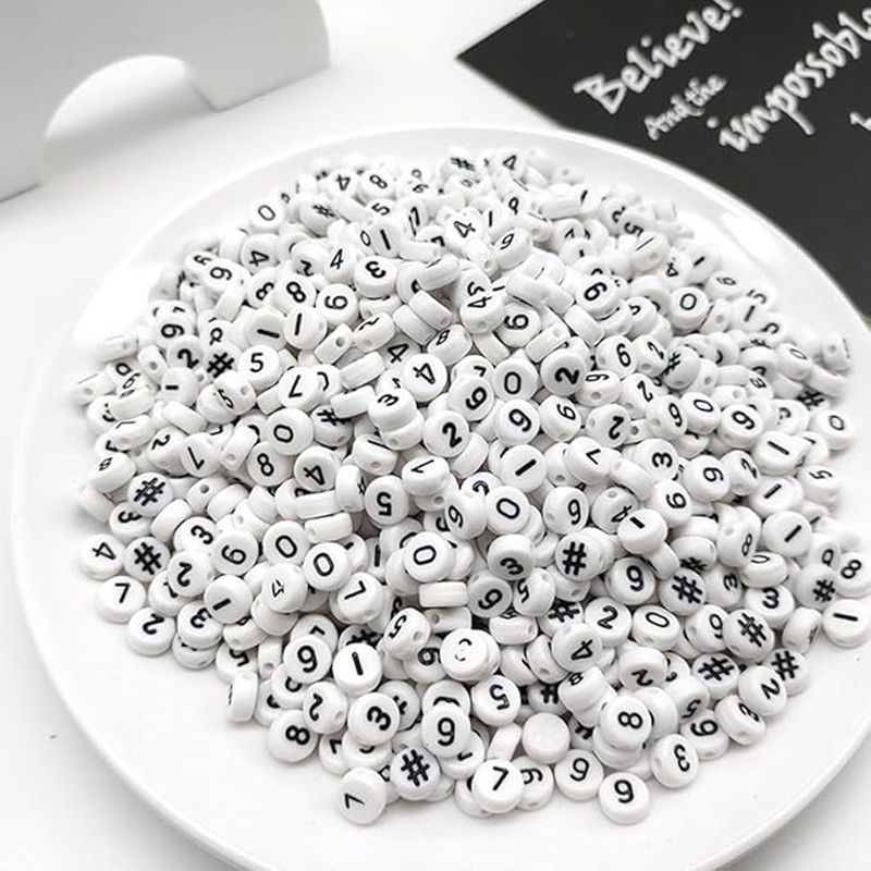 800PCS Alphabet Letter Beads Number Beads White Color Letters DIY Jewelry