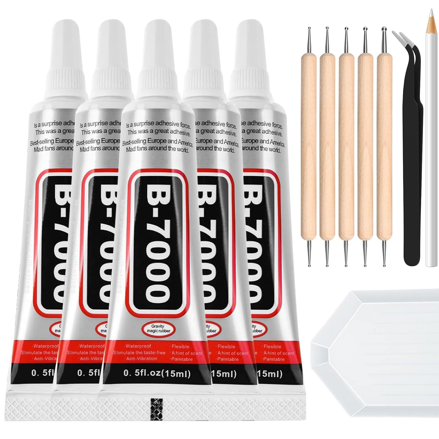 B-7000 Glue Clear for Rhinestone Crafts, Jewelry and Bead Adhesive B7000 Semi Fl
