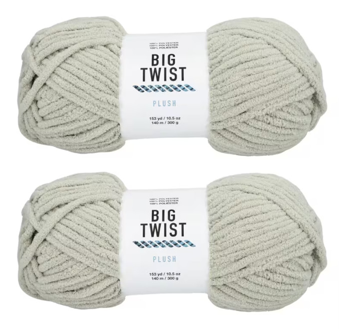 2 Skeins Solid Color Blanket Polyester Yarn, BIG TWIST