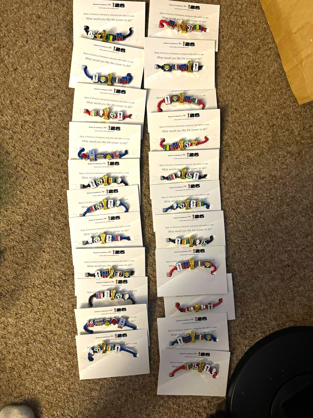 FIFA World Cup 26 Fan Band Charm Bracelets. Different assortments.