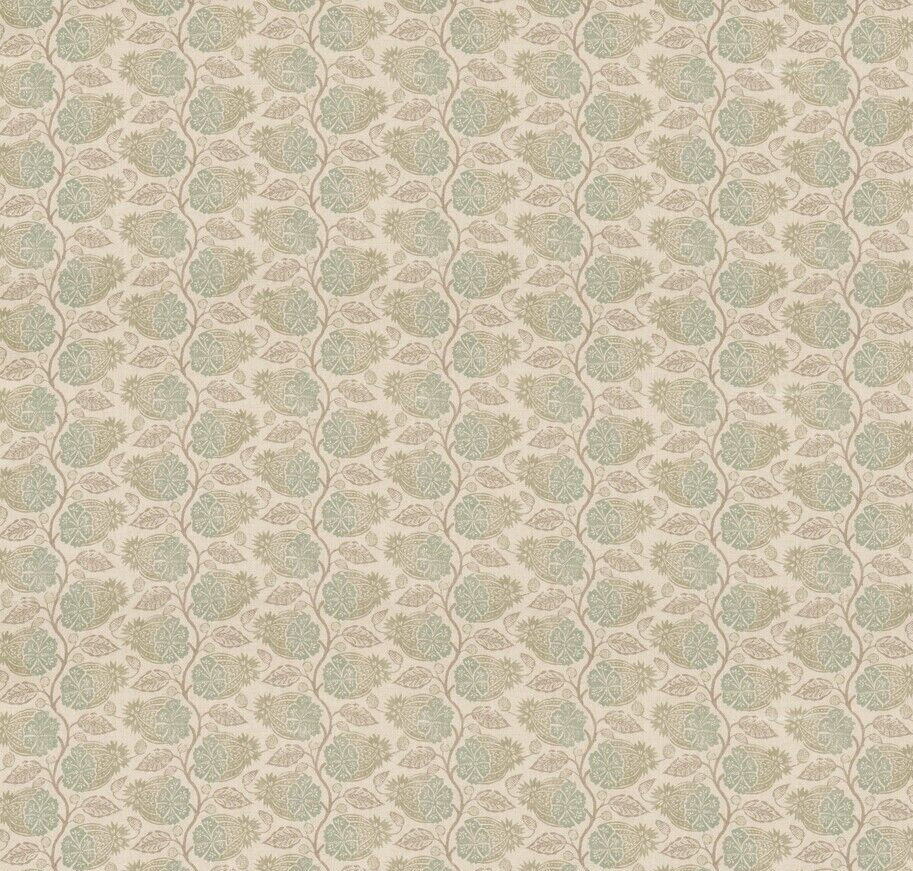 GP & J BAKER CURTAIN FABRIC DESIGN Calcot Aqua 8.5 METRE LINEN BLEND SMALL HOUSE