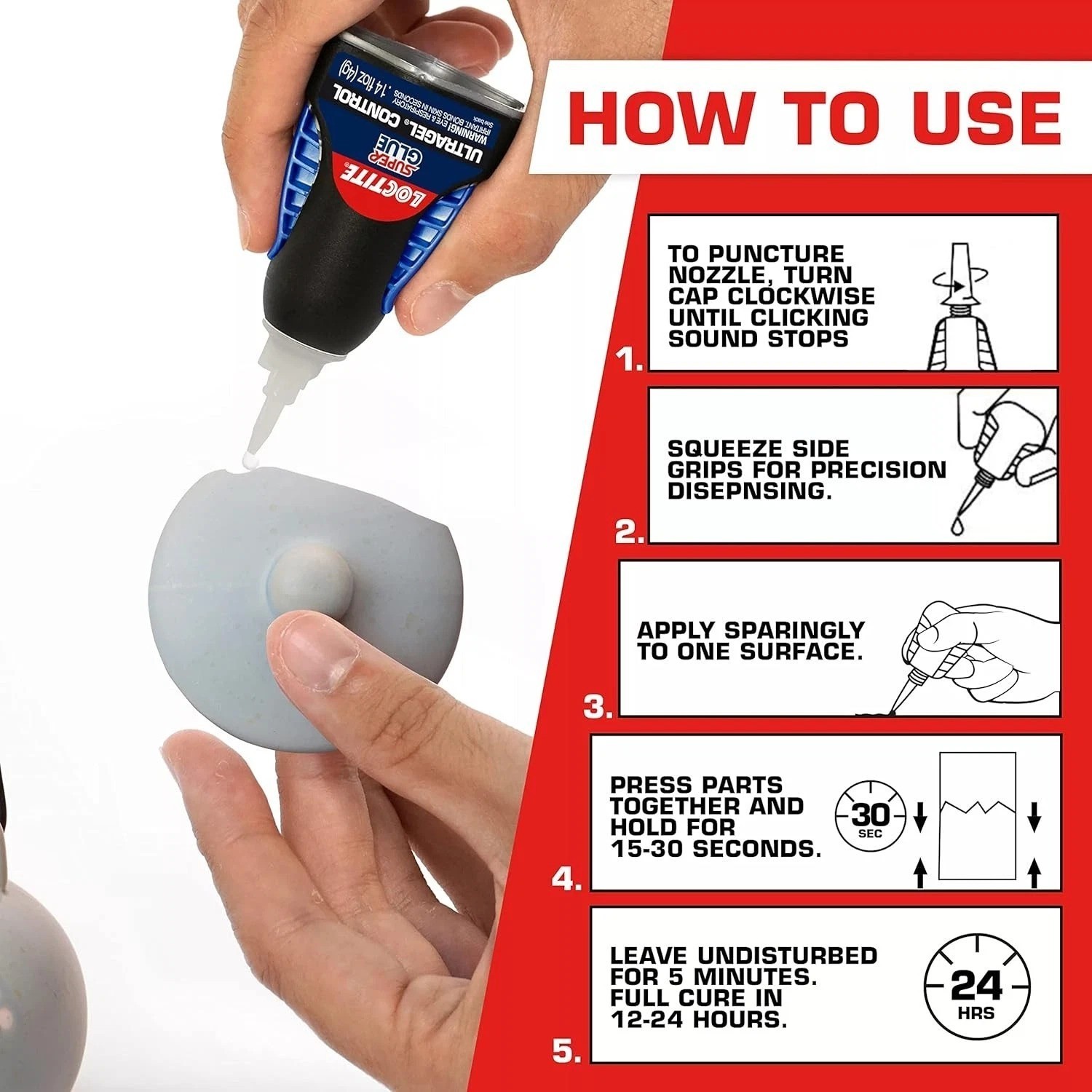 Loctite Super Glue Ultra Gel Control, Clear, 0.14 fl oz Bottle, 1 Pack –