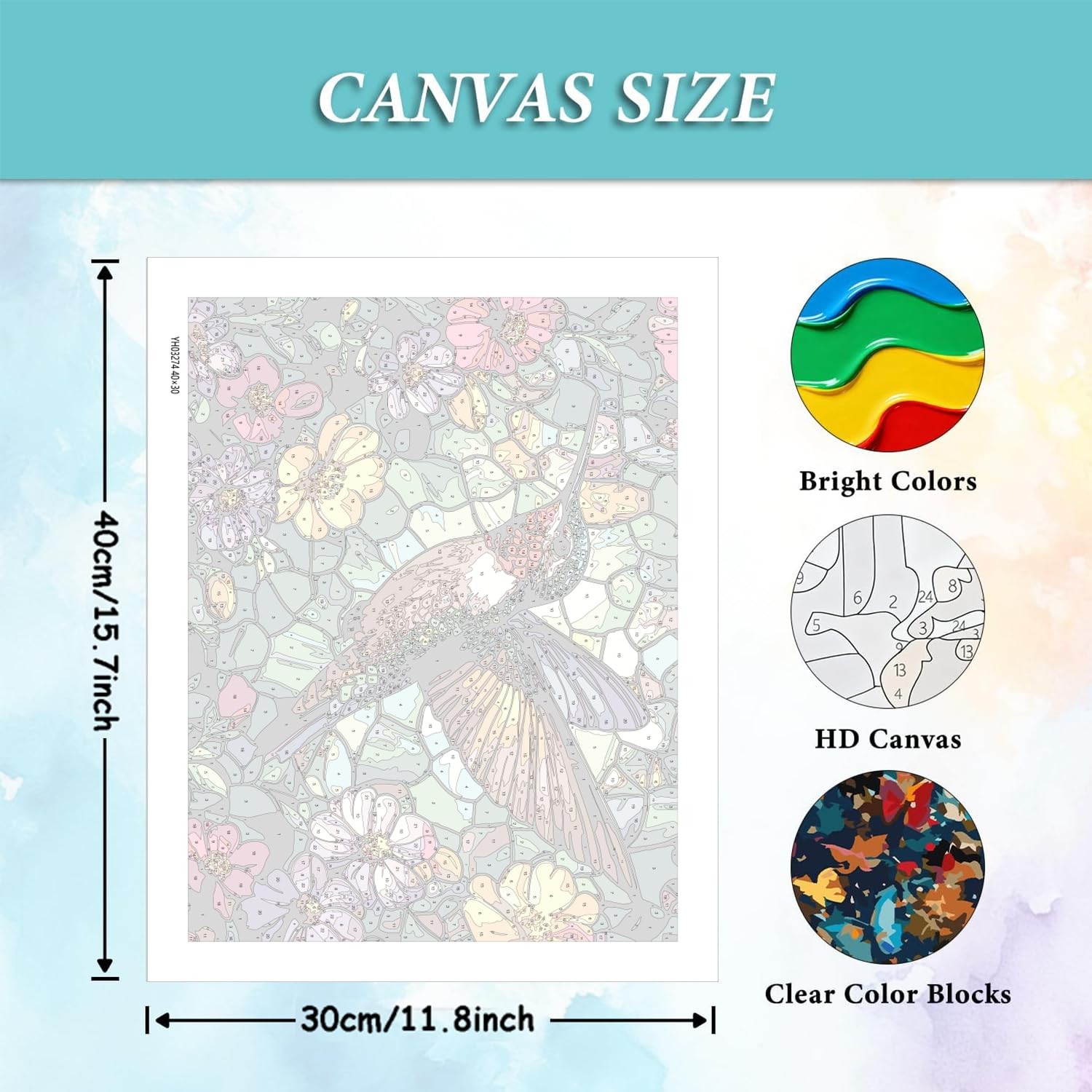 Paint by Numbers Kit for Adults Beginner,Flowers Stained Glass Adult Paint by Nu