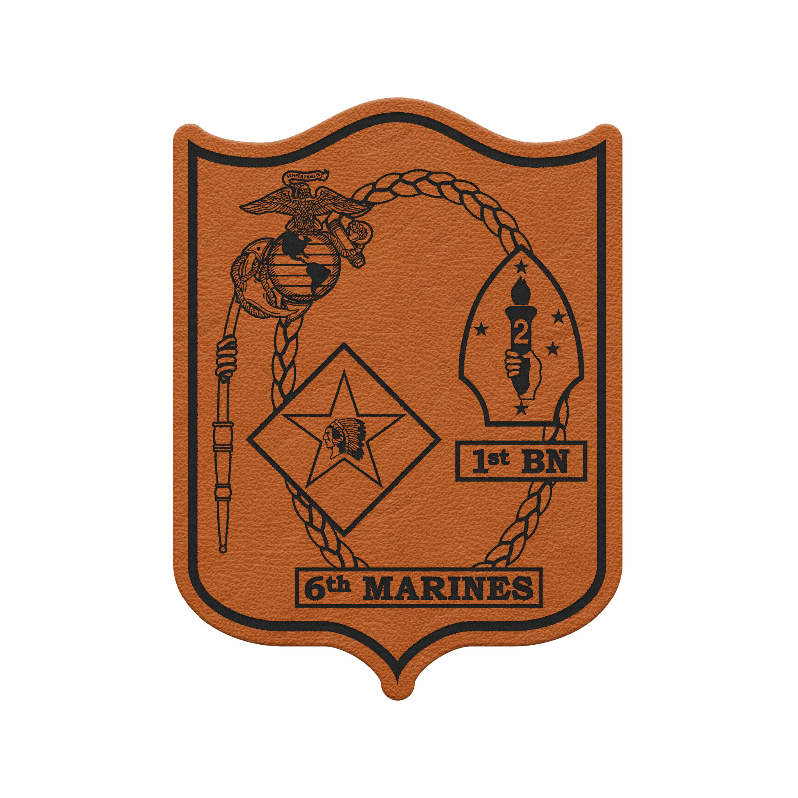 1st Battalion 6th Marines Unit “1/6 Hard” | Leather Patch | Hook and Loop Tape