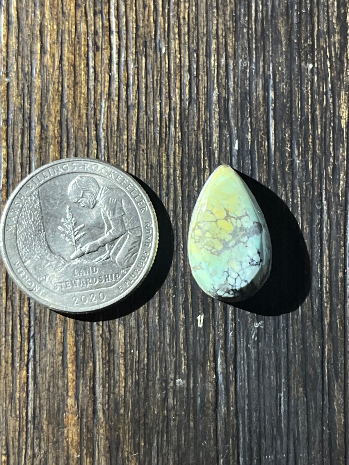 Tree Frog Variscite mine 8.35 ctw pear tear drop Cabochon NV, USA