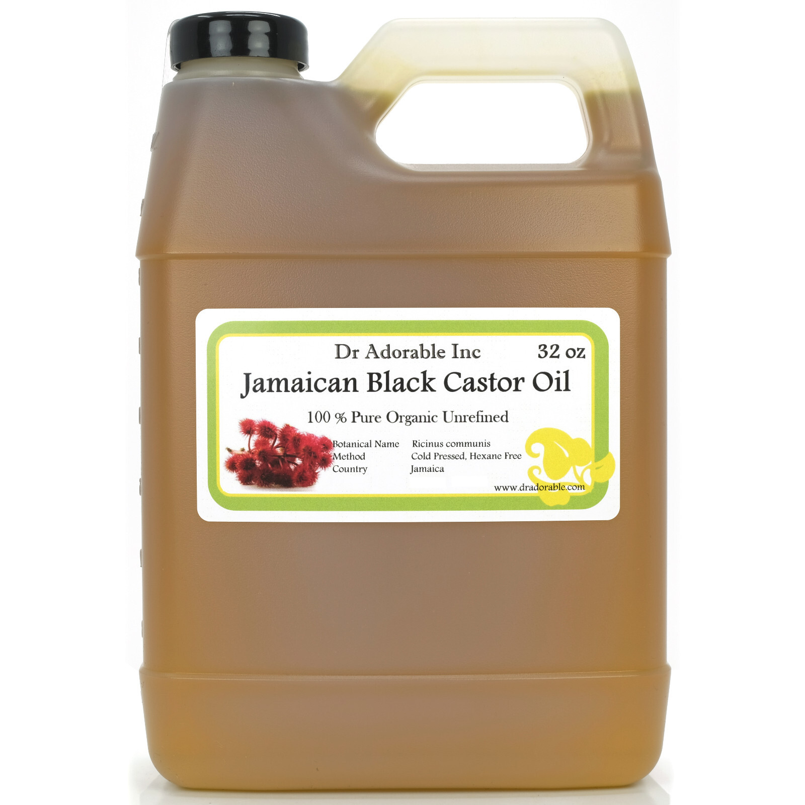 BLACK CASTOR OIL 100% PURE ALL NATURAL CARRIER OIL ORGANIC BY DR.ADORABLE 32 oz