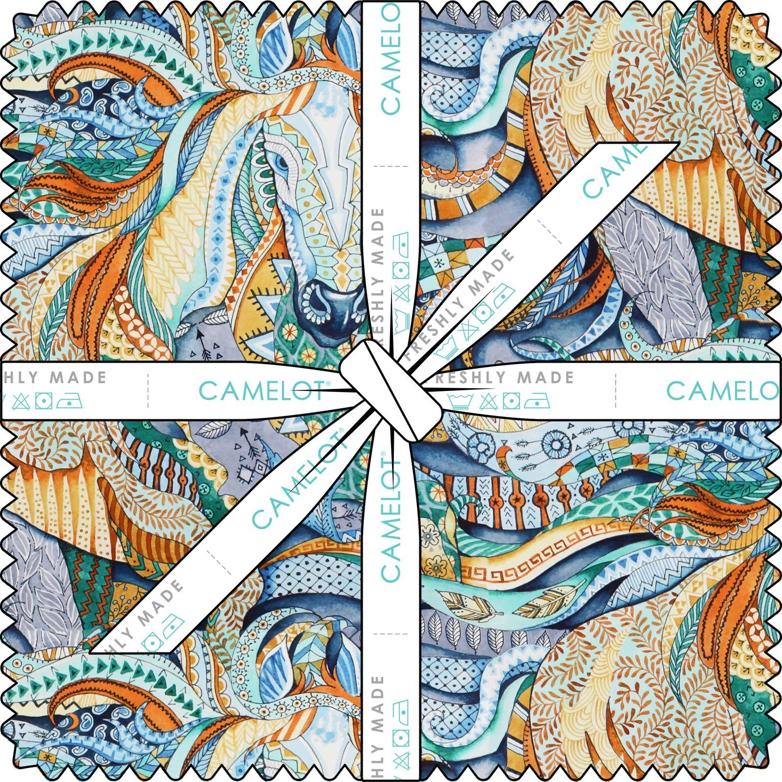 SQUARES 10″ Layer Cake RHAPSODY Boho Horse Abstract 42 pcs Cotton Fabric