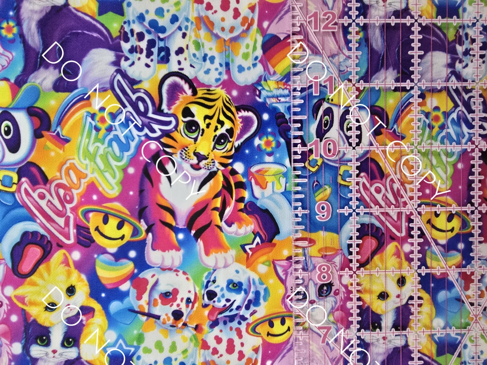 Custom 100% Cotton Woven Fabric Lisa Frank Cat Rainbow By the 1/4 Yard 9×56