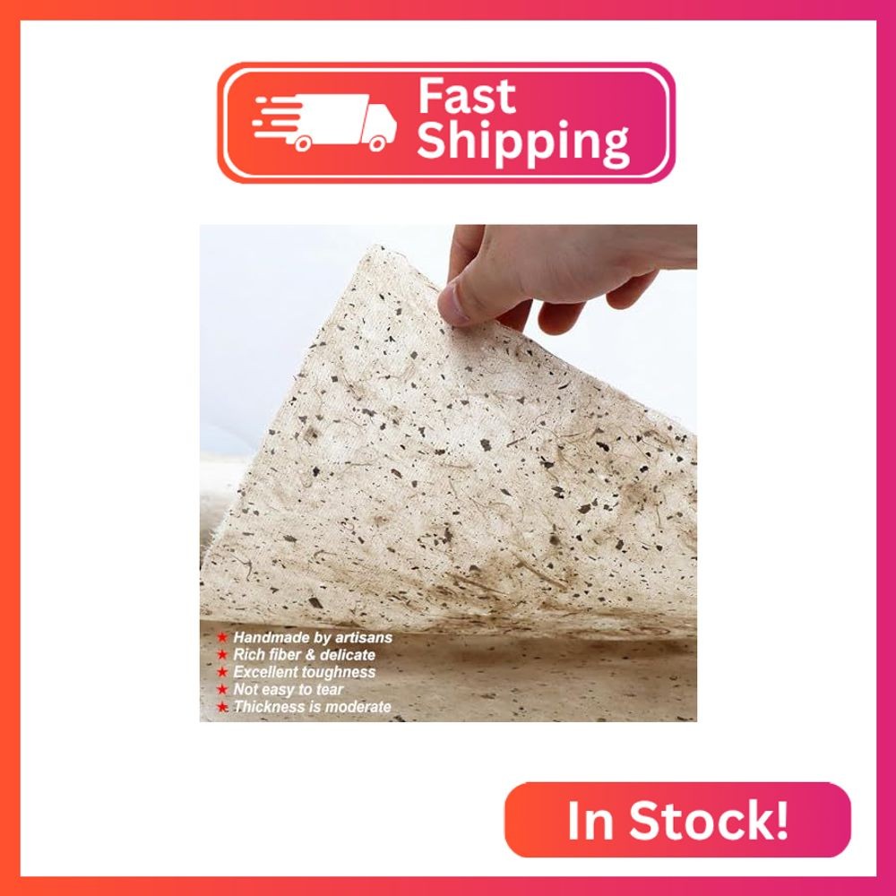 InnoStars Handmade Deckle Edge Blank Mulberry Paper Sheets, 50 Sheets 15.7×11.8