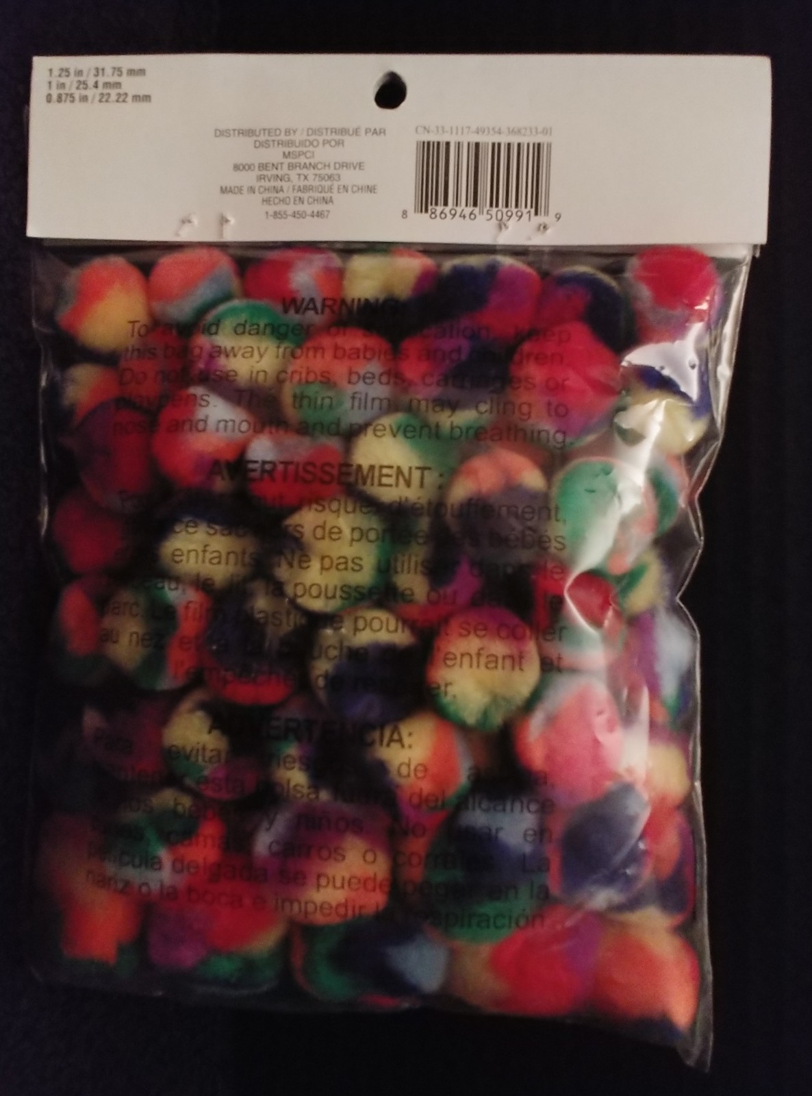 Creatology 80 multi colored rainbow assorted pom poms 3/4″ to 1 1/4″ New Rare