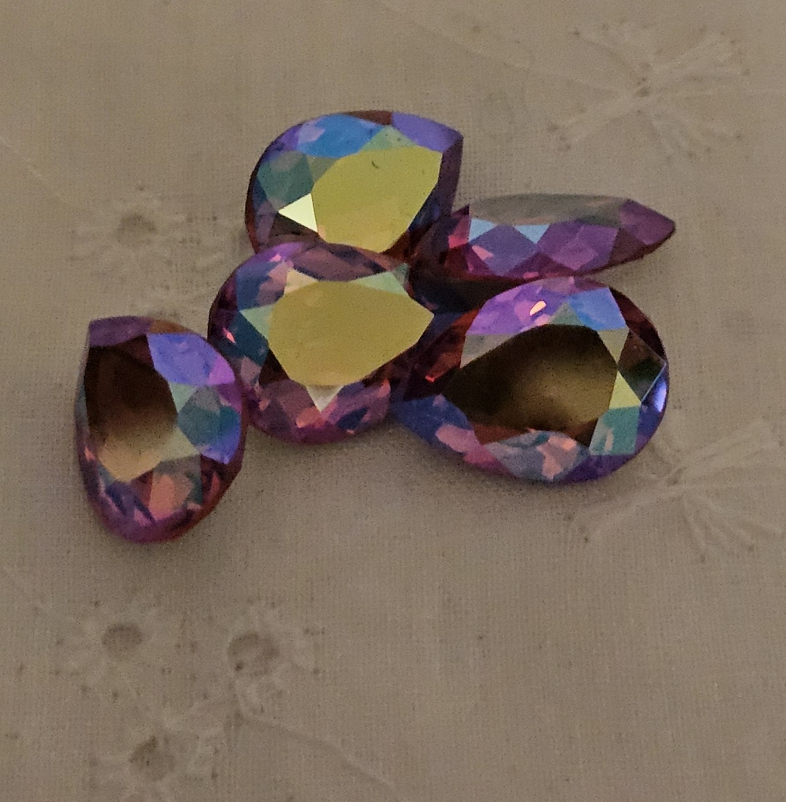5 Pcs AB Teardrop Pink Crystals Foil Back Jewelry Making