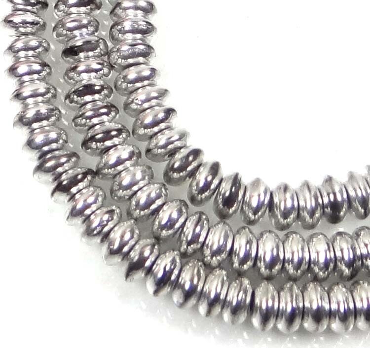 50 Czech Glass Rondelle Beads – Silver 4x2mm