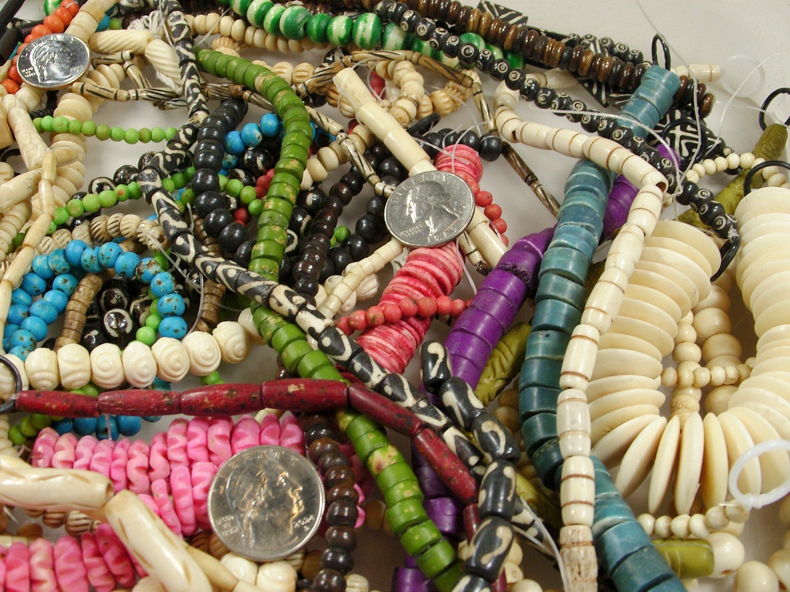 2 Pounds Odds and Ends India Handmade Water Buffalo Bone Beads Lot (AXP-2) ⭐
