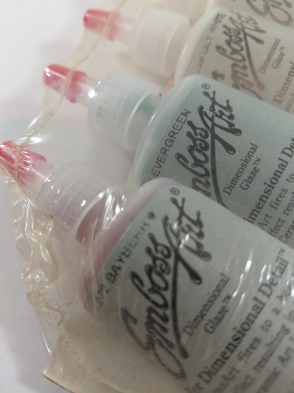 Vintage EmbossArt Dimensional Glaze Set of 6 Ceramic Art Detail Paints 1/2 FL OZ