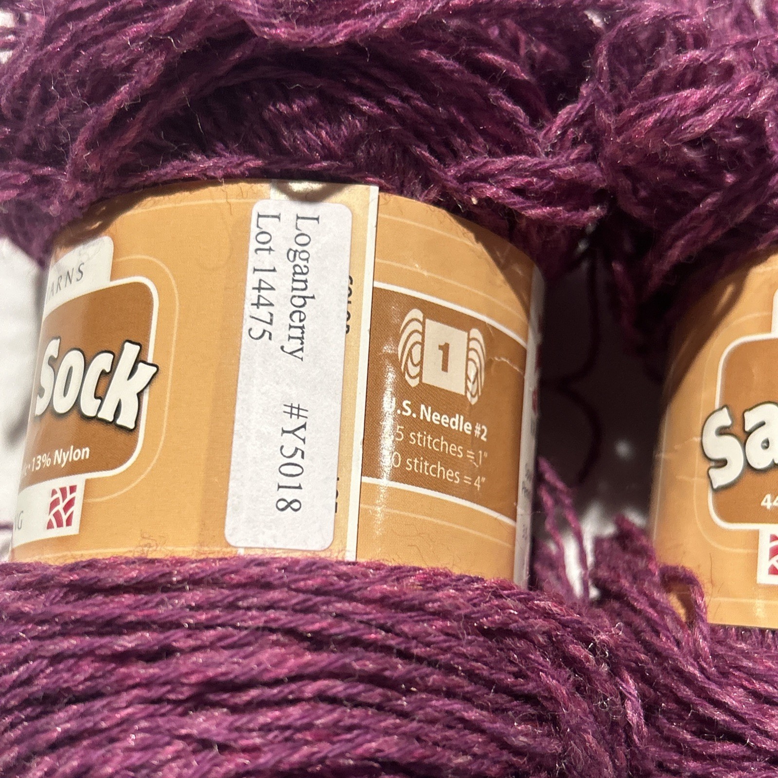 Vintage Saucon Sock Yarn Loganberry 2 Skeins 3.5oz Each