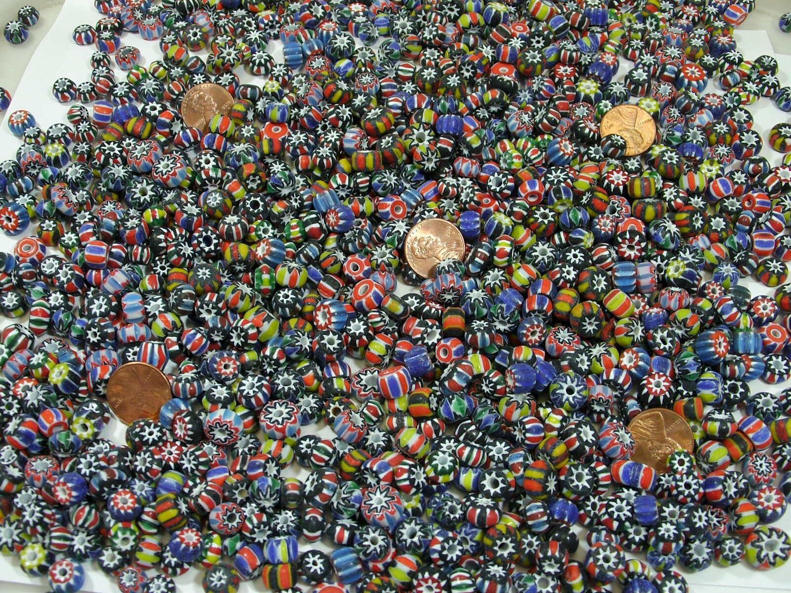 2 Pounds Assorted India Handmade Chevron Glass Spacer Beads Bulk Lot (PMP-21)