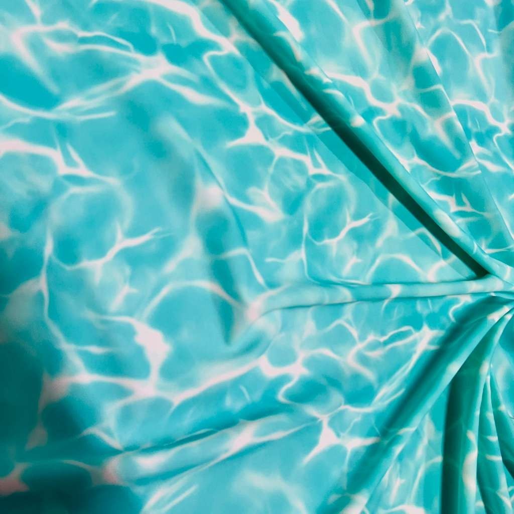 Abstract Water Waves print Spandex Fabric 4 Way Stretch By Yard for swimwear