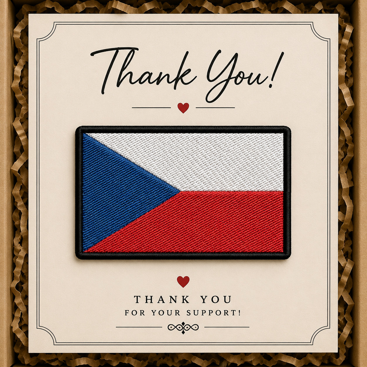 Czech Republic Flag Embroidered Applique Iron-On/Hook & Loop Patch 3″ x 2″