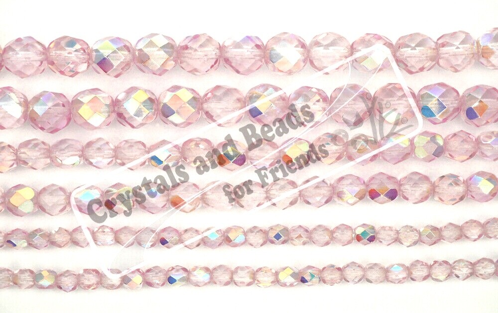 600 Preciosa Czech Glass Fire Polished Round Beads 3mm Crystal Pink Shimmer AB