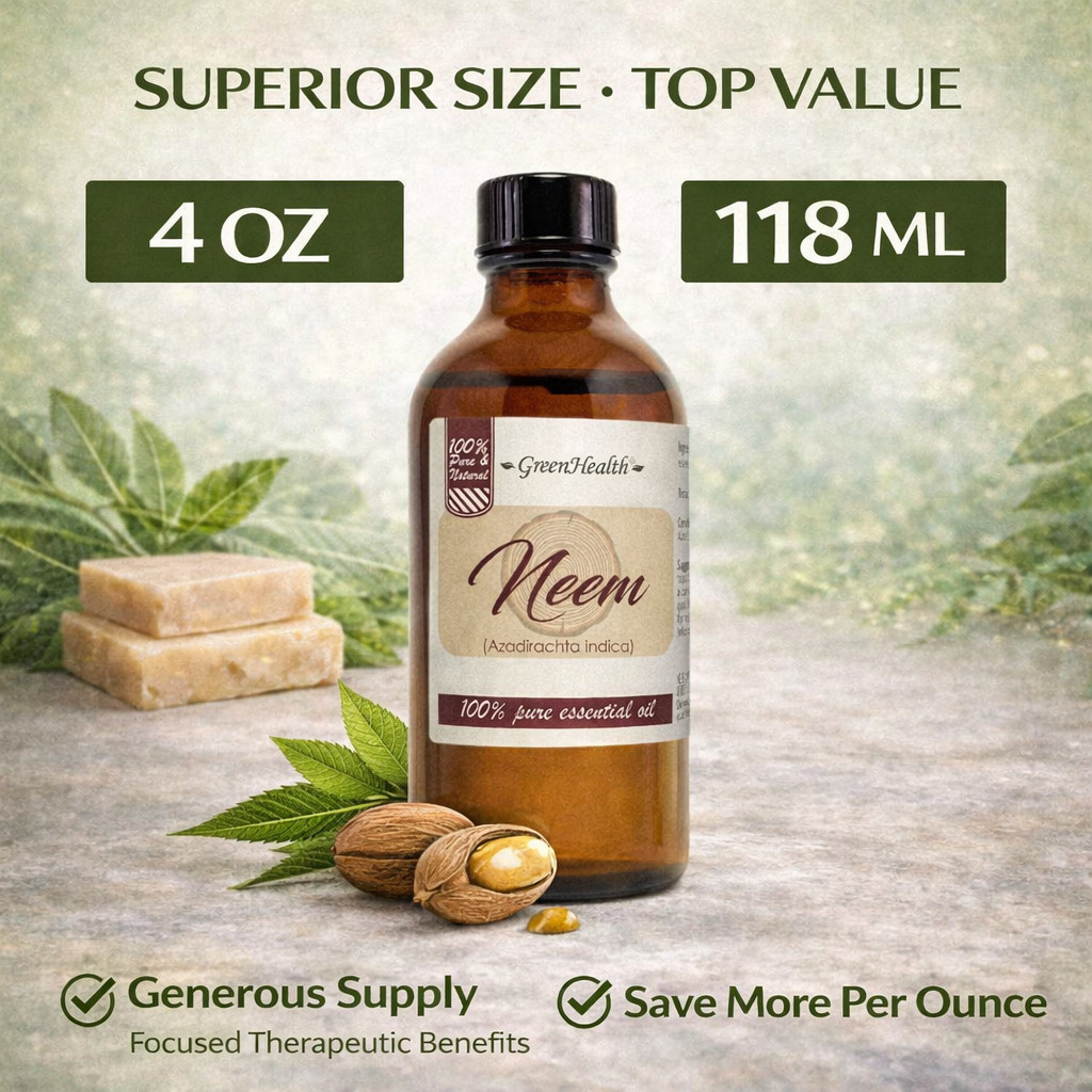 4 fl oz Neem Oil – uncut, 100% Pure & Natural – GreenHealth