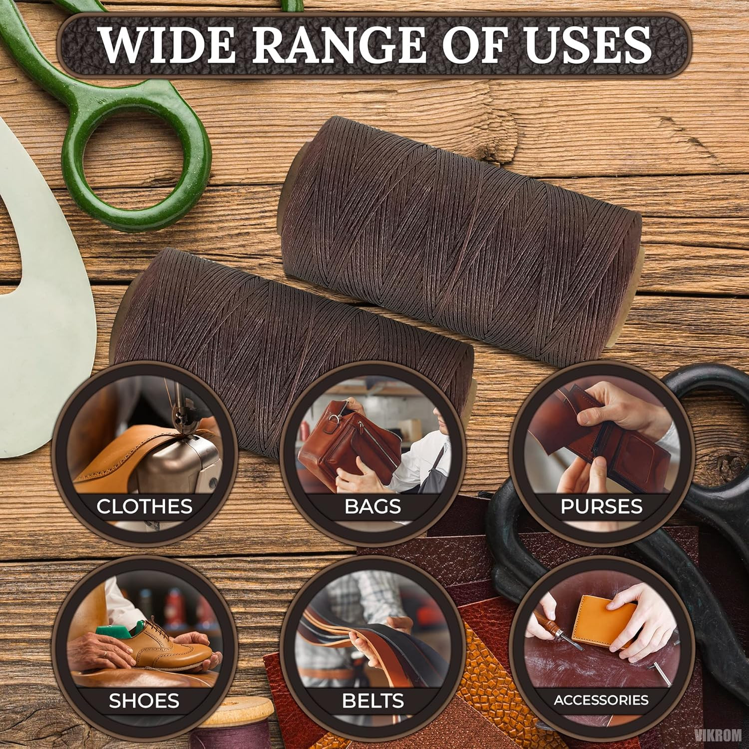 Wax String 284 Yards 150D 1Mm – Waxed String Cord for Leather Sewing, Deep Brown