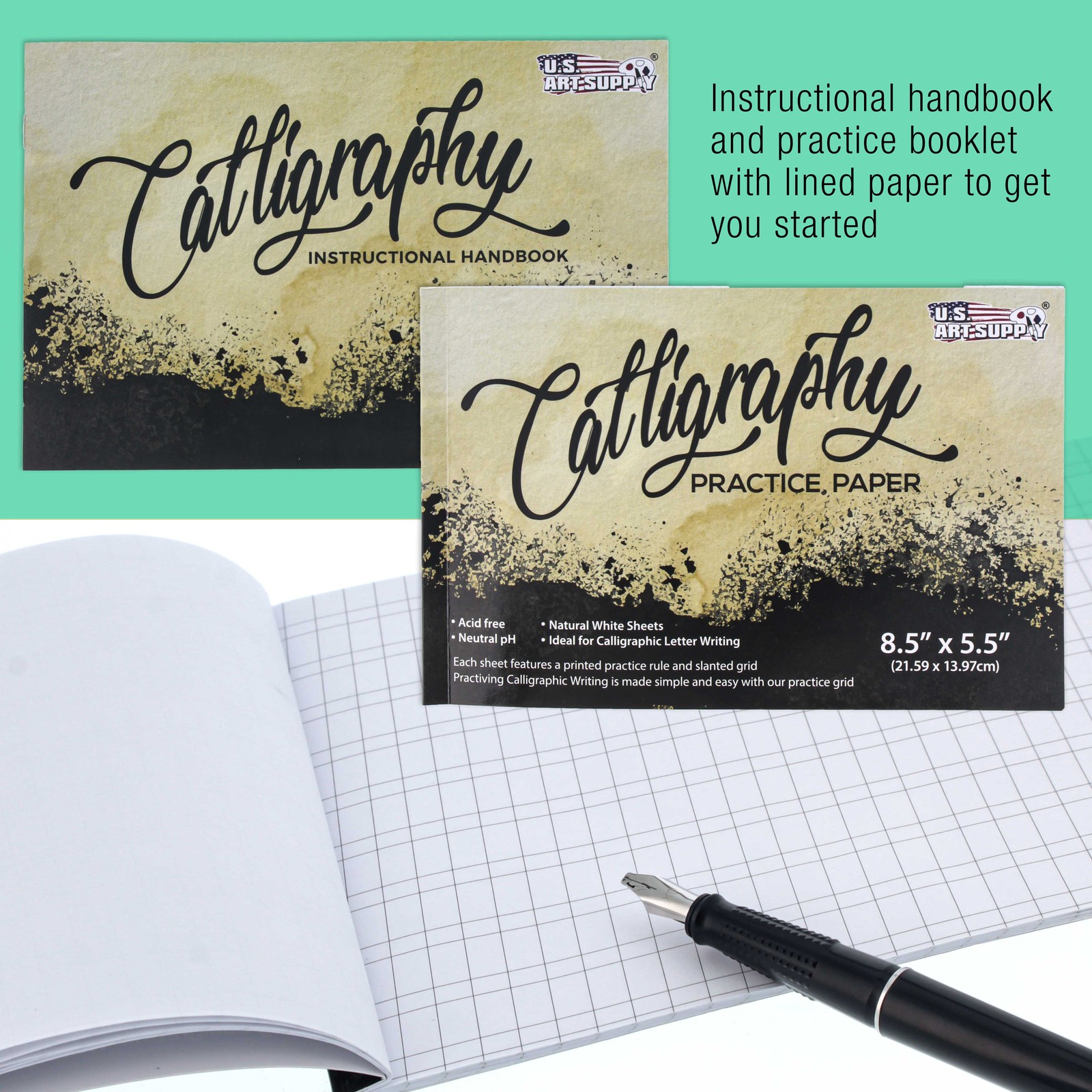35pc Calligraphy Pen Writing Set, 4 Pens, 5 Nib Styles, 22 Ink Cartridges, Pad