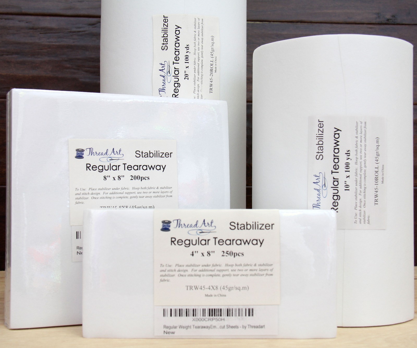 TEARAWAY EMBROIDERY MACHINE STABILIZER BACKING – PRECUTS & ROLLS – MEDIUM WEIGHT