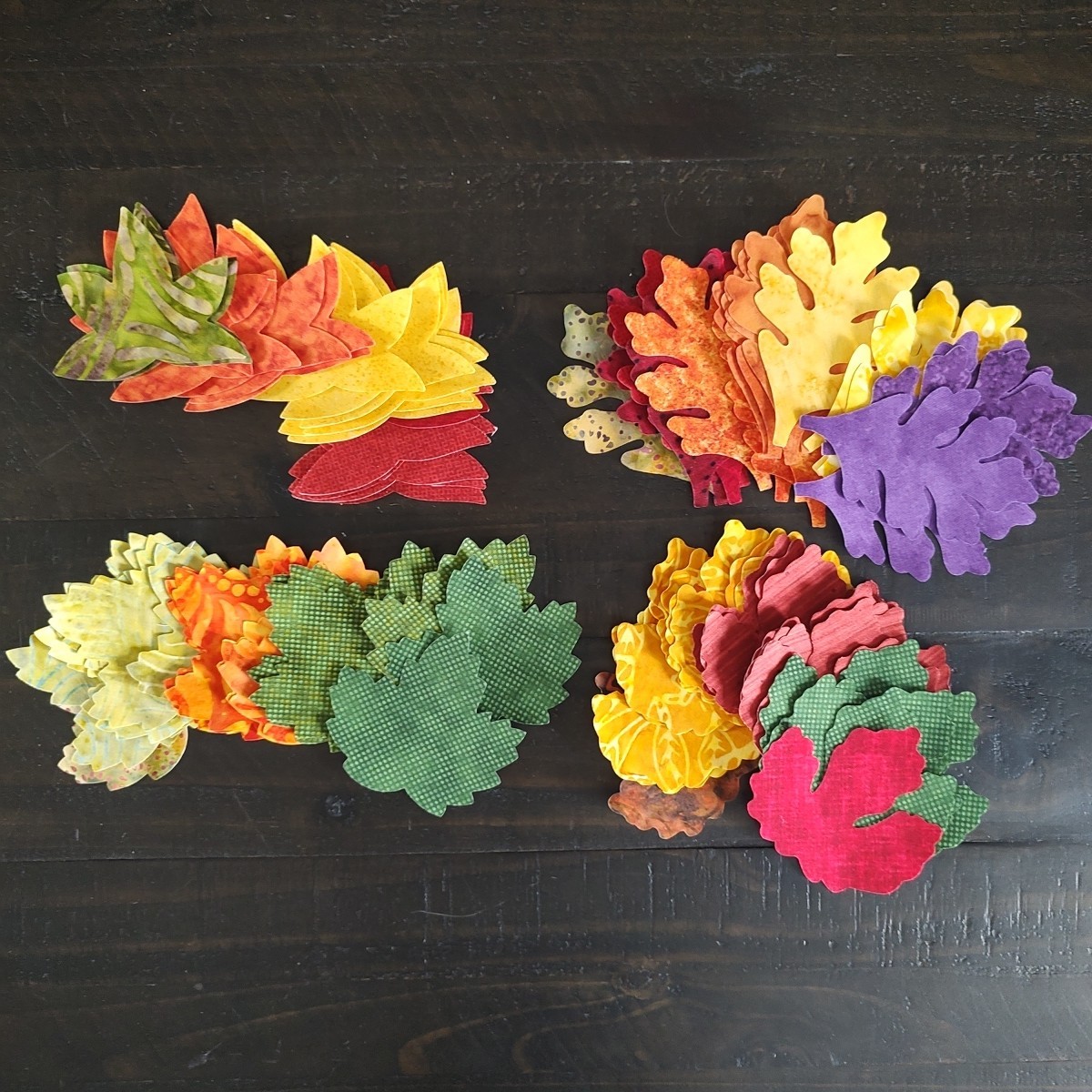 45 Leaf Applique Lot In 4 Shapes And Multiple Fabrics Crafting Embroidery