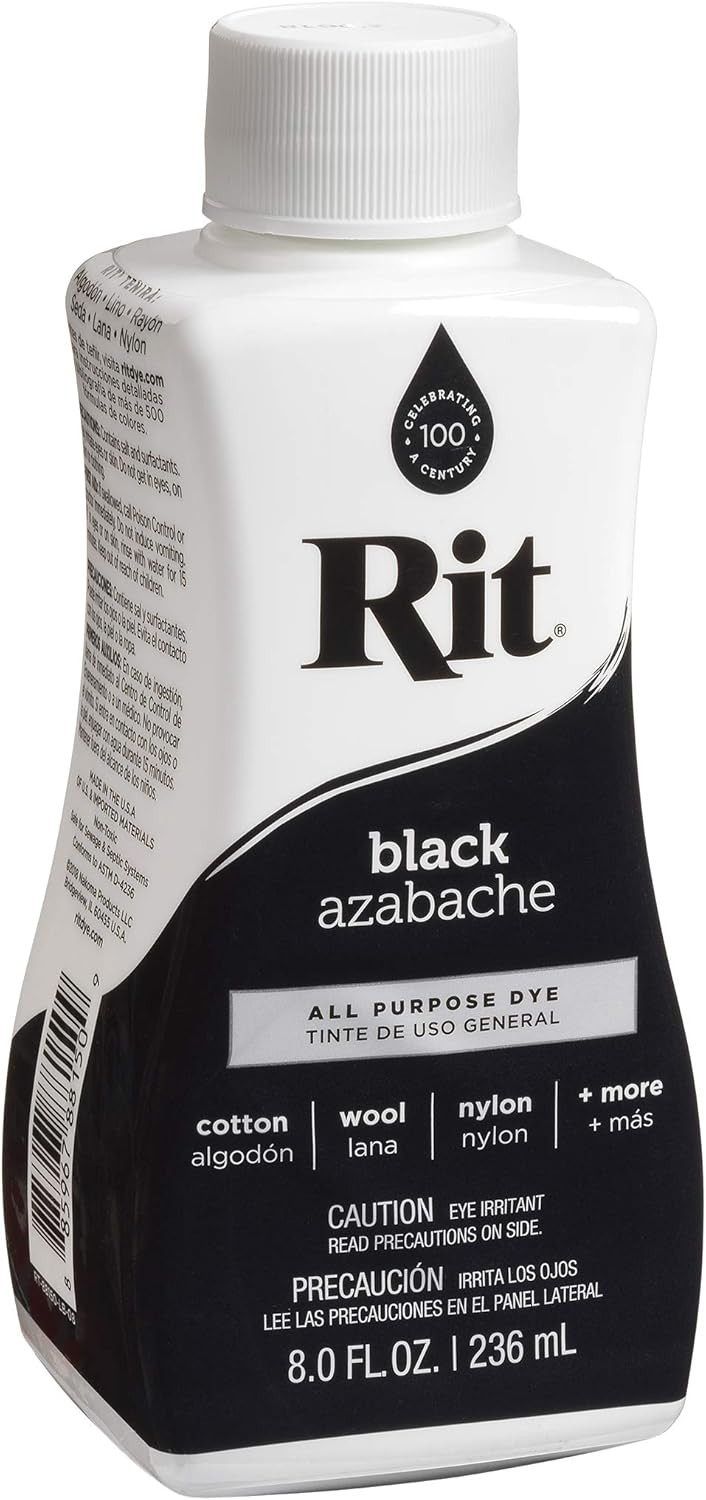 Rit Black Liquid Fabric Dye 8oz Versatile Non Toxic for Clothes and Accessories