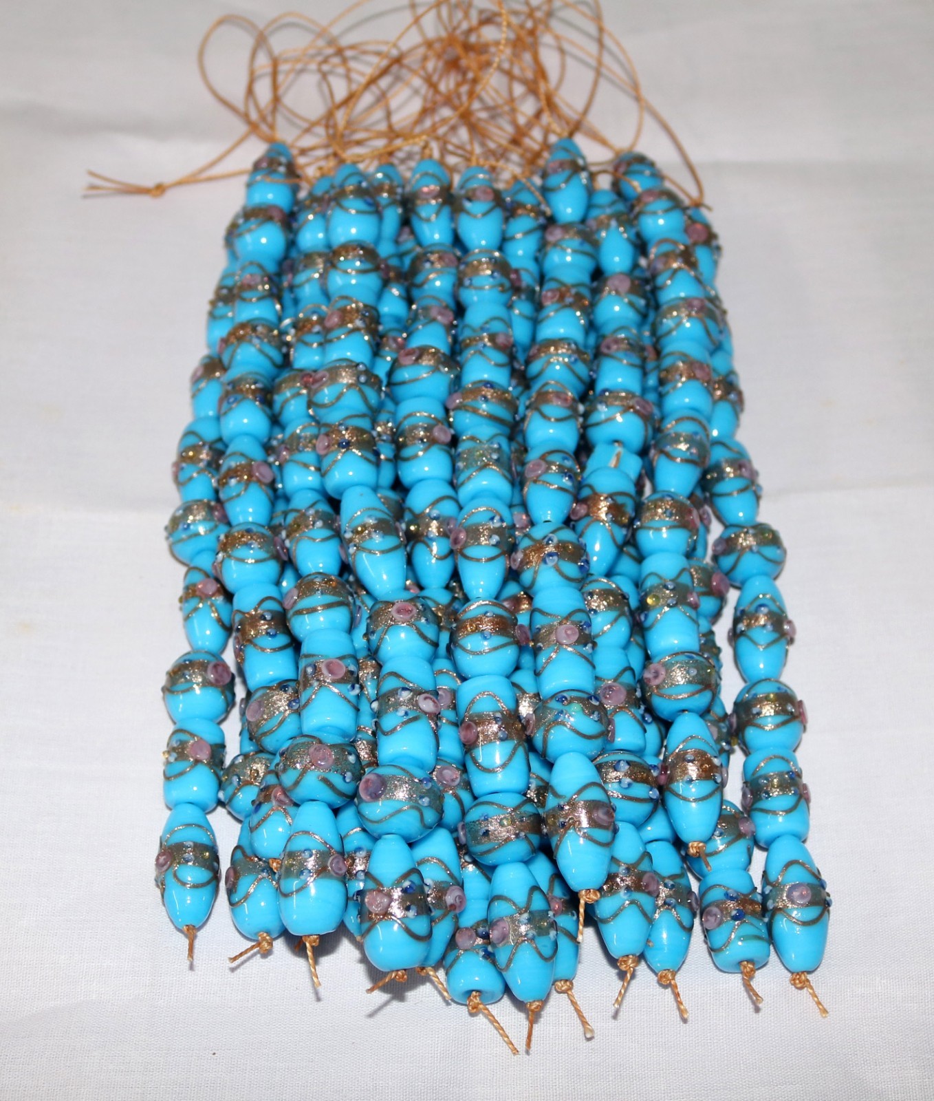 10 Strands Indian Handmade Glass Beads, Multi Size Wedding Cake Beads, Lamp Work
