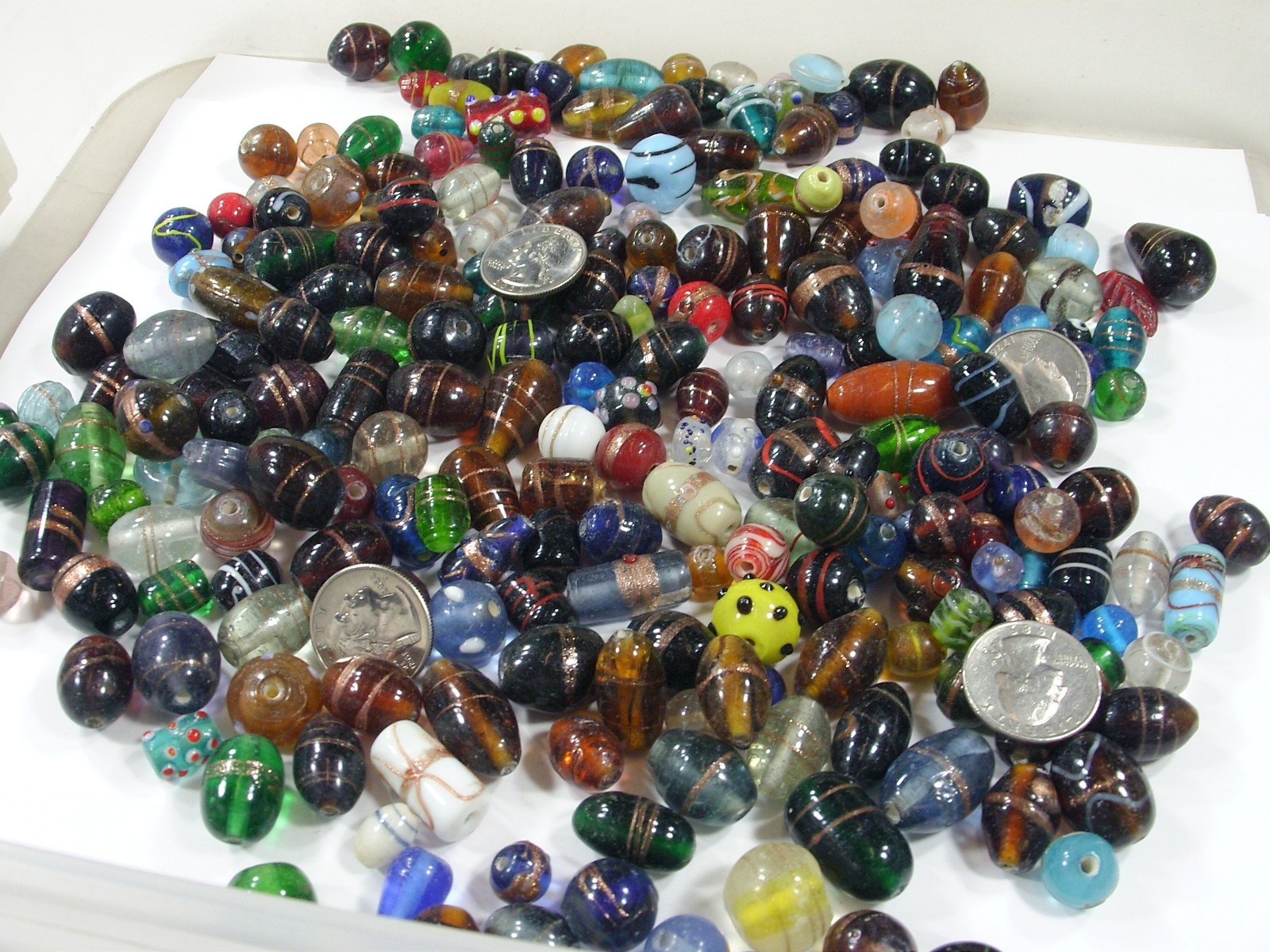 2 Pounds Assorted Shapes and Sizes Old Stock India Handmade Glass Beads (Y-68)⭐