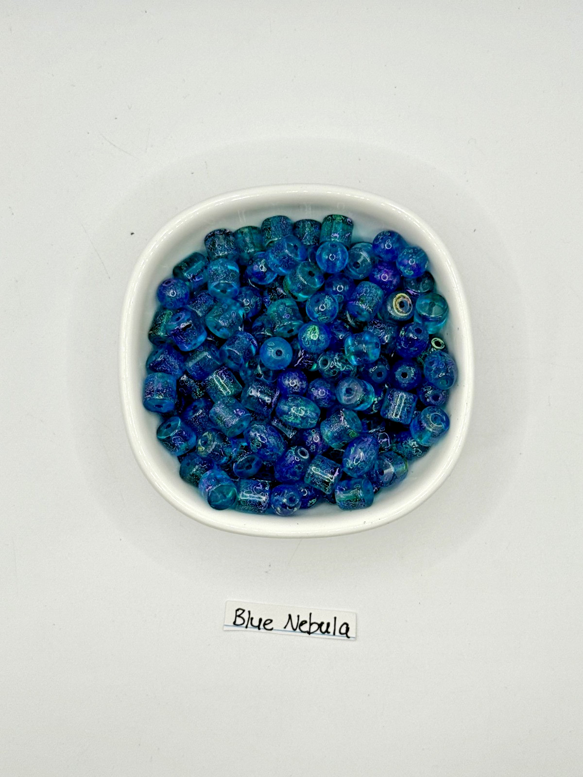 Glass Bead “Blue Nebula” Mix Rounds Barrels Tube Jewelry Crafts 100 beads/3.4oz