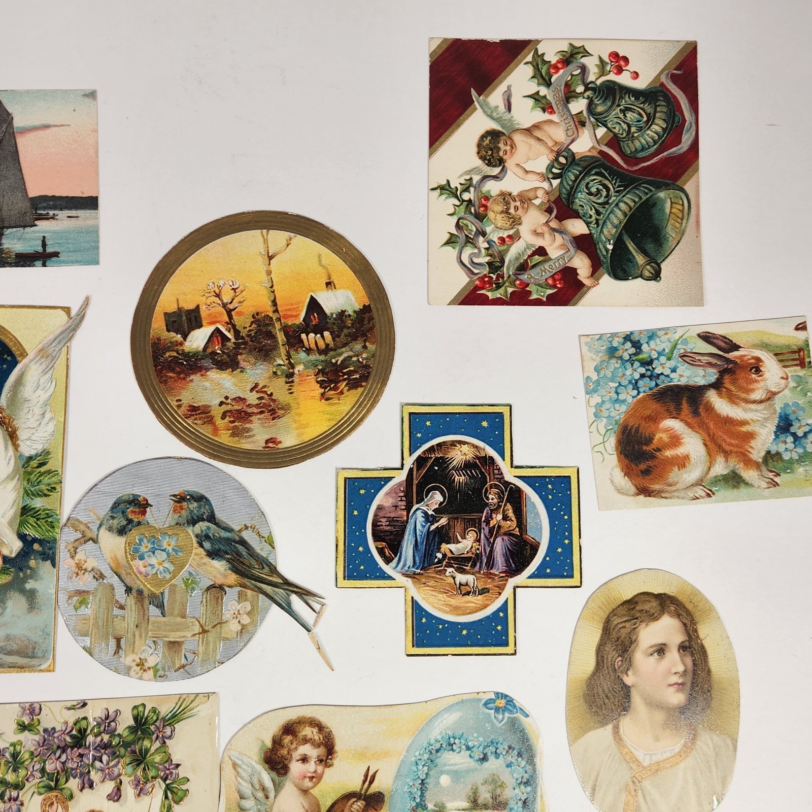 Antique Ephemera Mixed Postcard Remnants, Scrapbook Pieces Early 1900s Mixed Lot