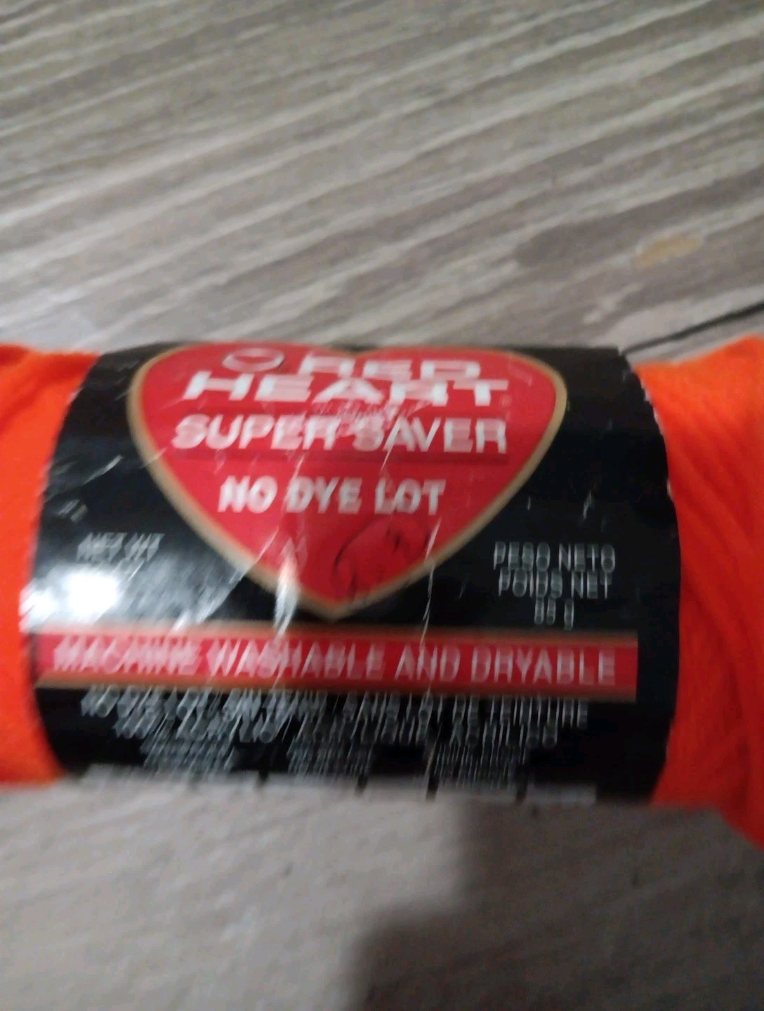 Red Heart Super Saver GREY HEATHER 5 Oz/244yd (New)+ VIBRANT ORANGE 2.9oz (Used)