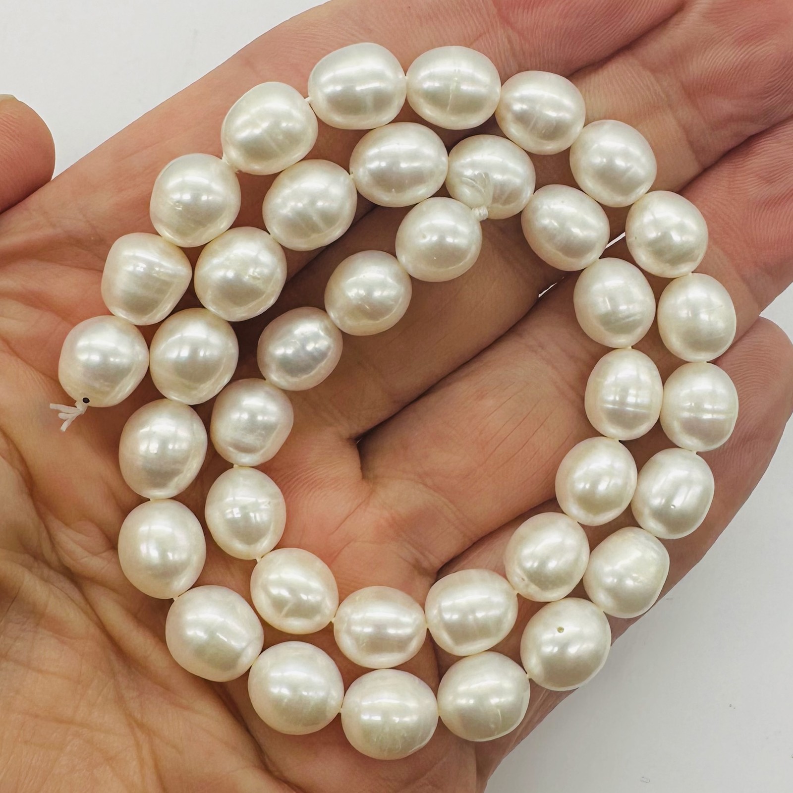 White Pear Shaped Fresh Water Pearls 16″ Strand | 12×10 to 10x9mm |