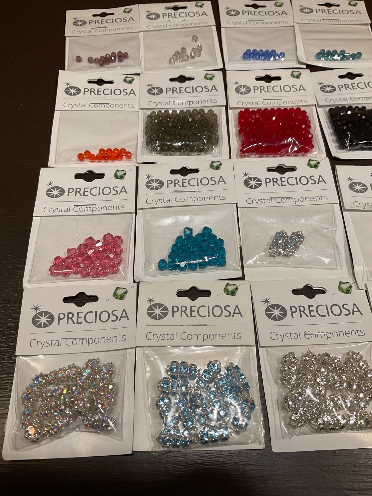 Preciosa Czech Crystals Beads- Crystal Components-16 Packs-582 pcs-Tubes,4mm,6mm