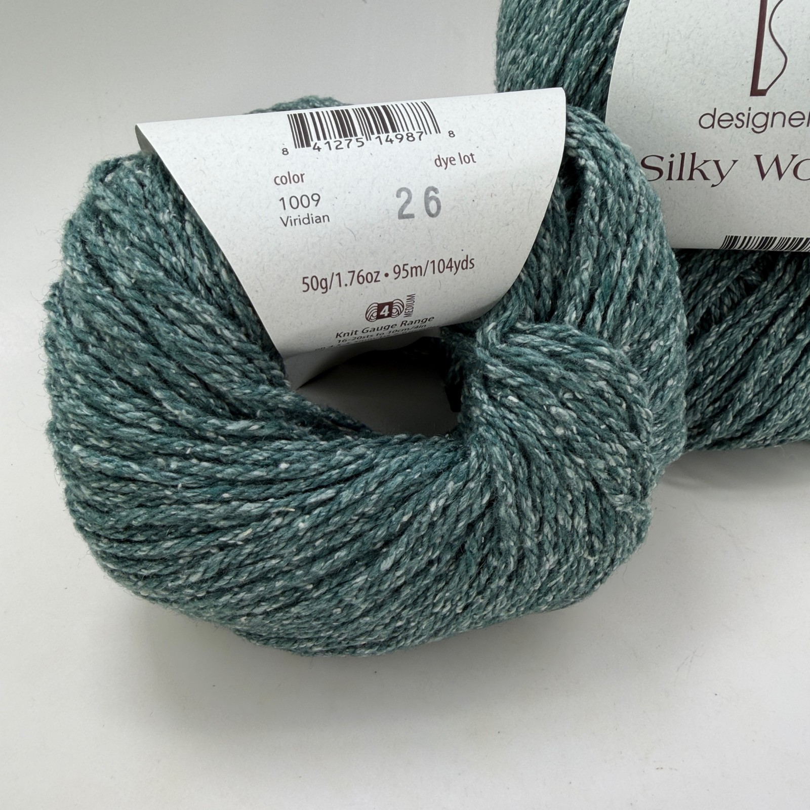Elsebeth Lavold Silky Wool Aran Yarn Lot of 4 Color 1009 Viridian 50g Skeins
