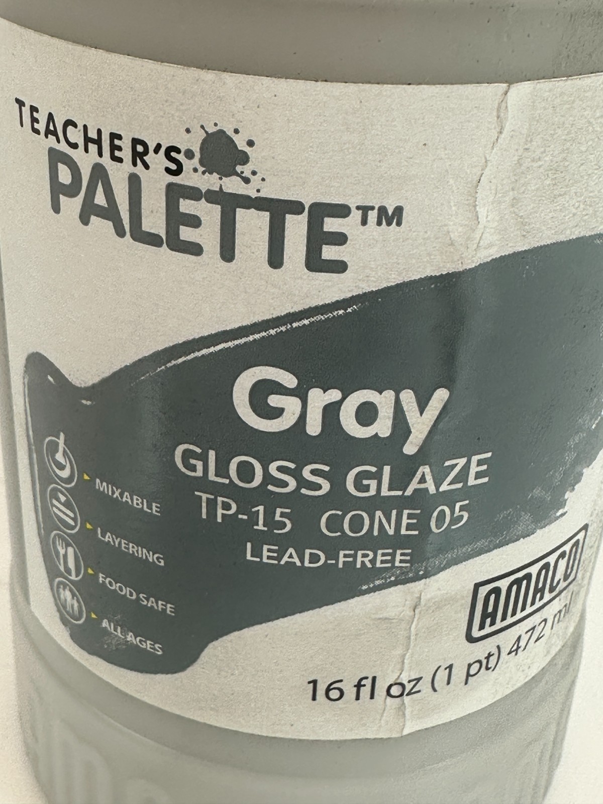 Amaco 36603C Teachers Palette Gloss Glaze – “Maize” 16 fl.oz. Sealed Top