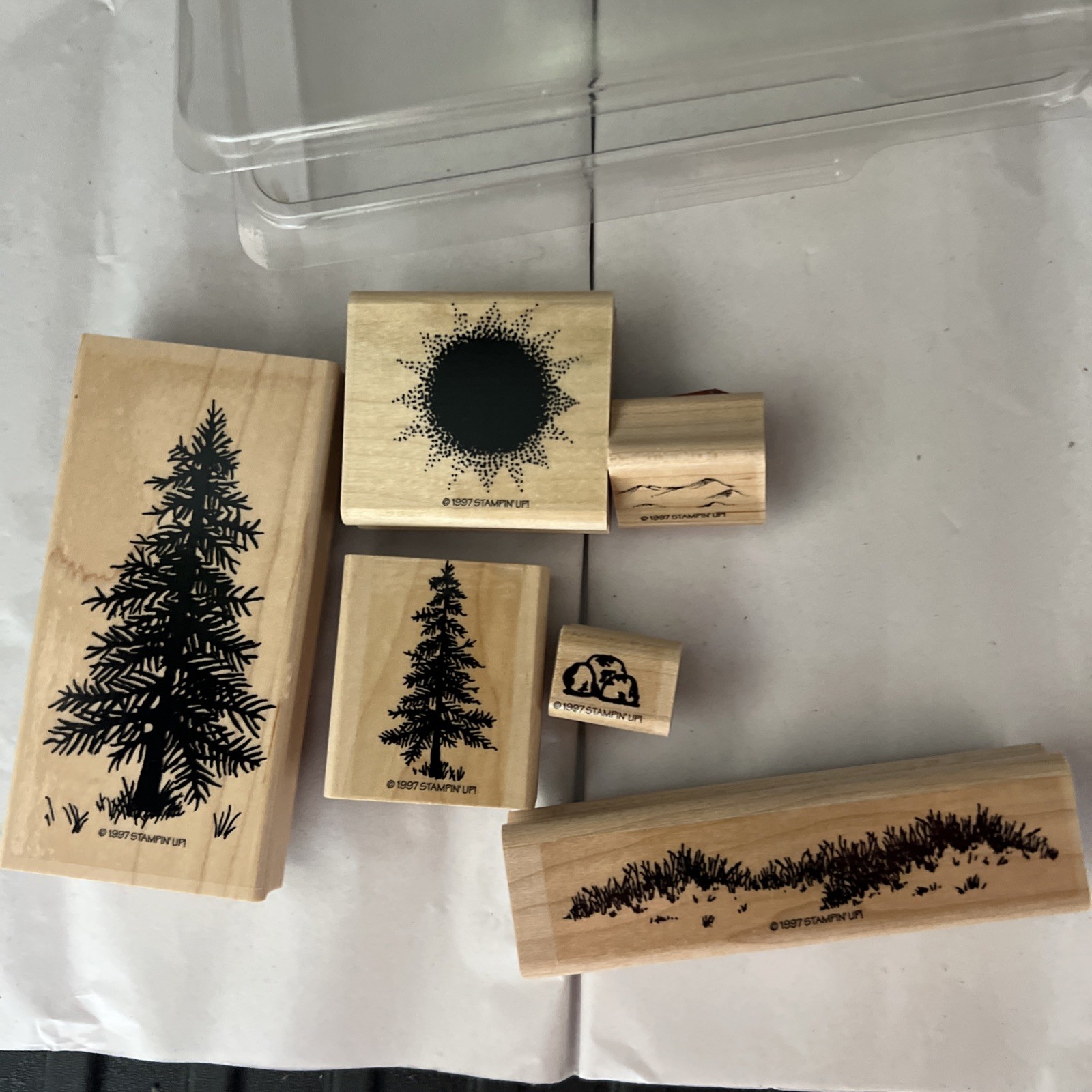 1997 Stampin’ Up! Sun Pine Trees Rocks Rubber Stamp Lot Scrapbooking Crafts