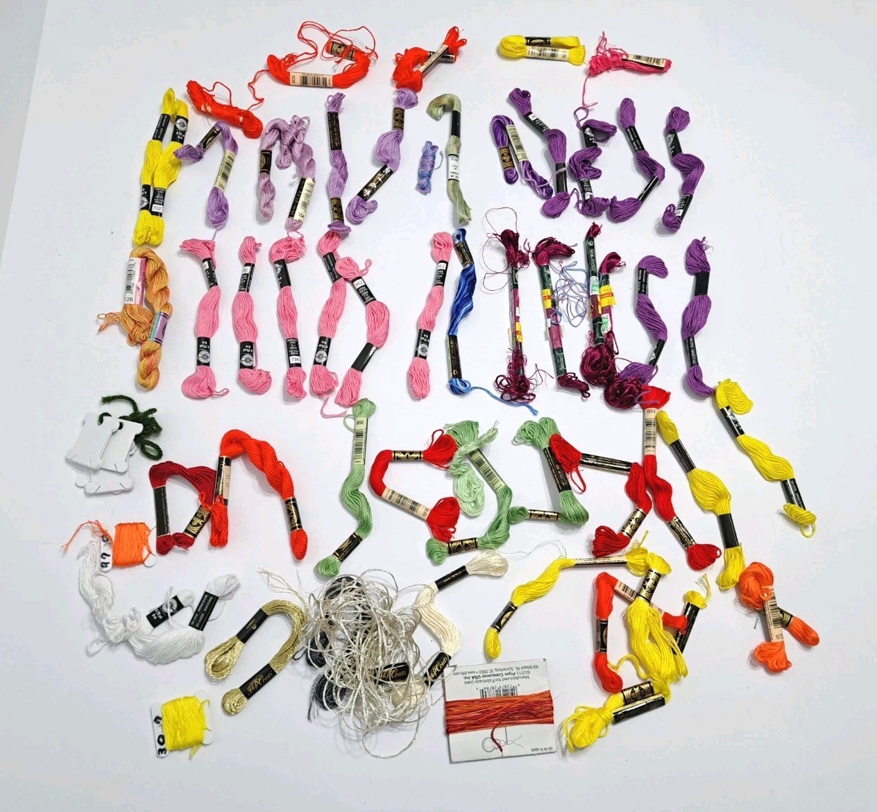 Lot of 50+ DMC Embroidery Loops & Thread Floss Assorted Colors