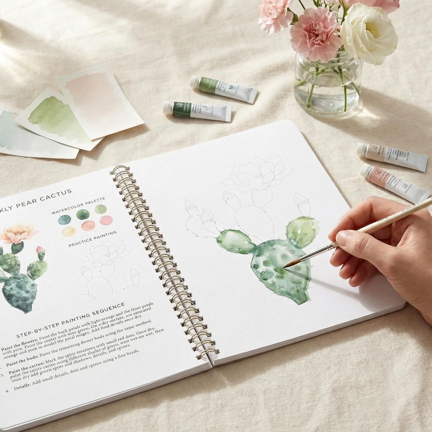 Beautiful Watercolor Workbook for Beginners – Relaxing 6.5 x 9 inches, Multi