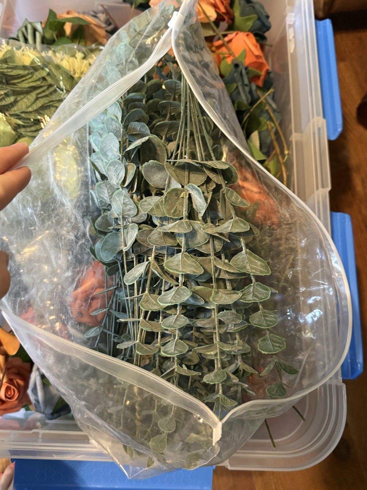 Lot of Artificial Fabric Rose Flowers & Greenery, Mixed Colors, Garland Pieces