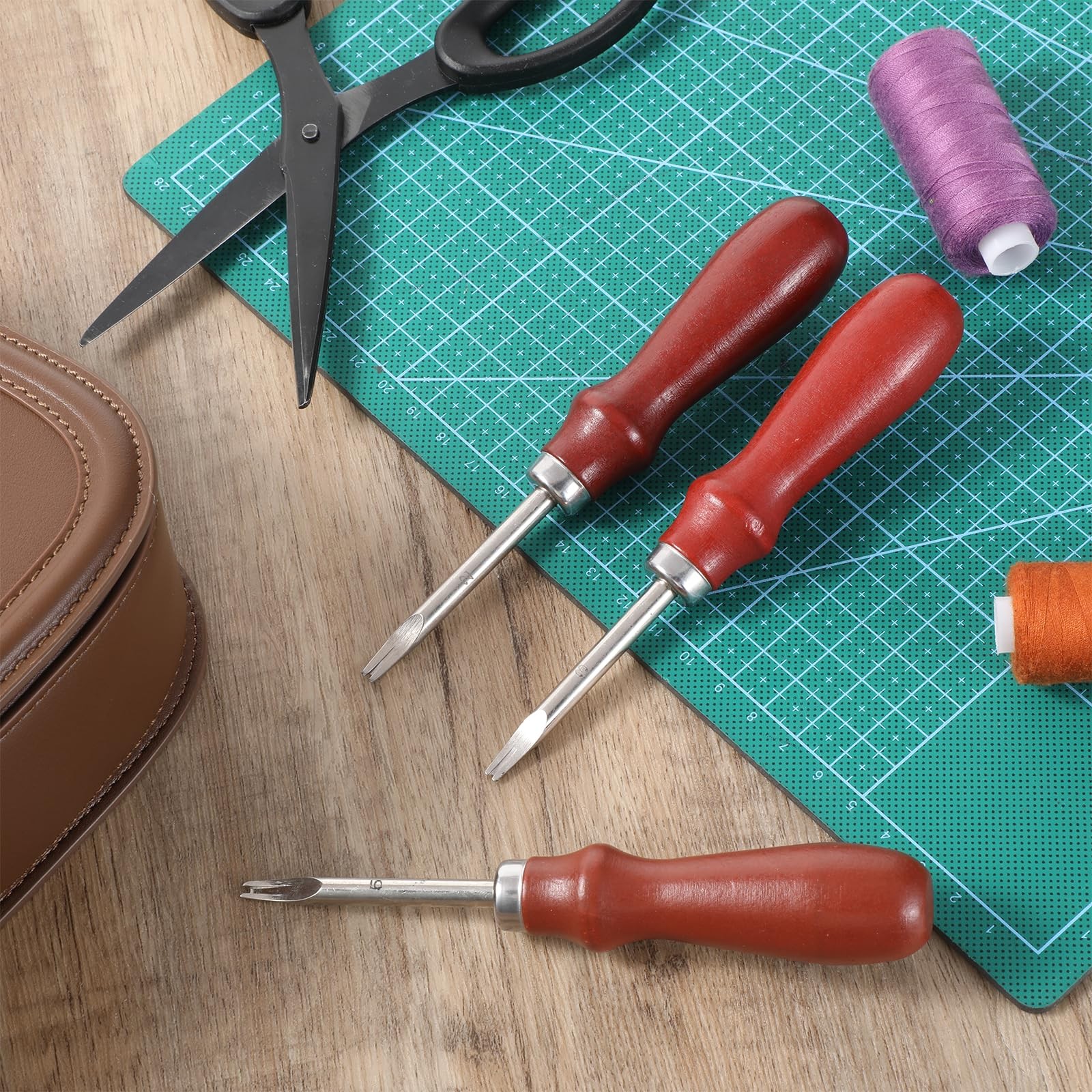 3 PCS Leather Edge Bevelers Leather Burnishing Tool Leathers Beveler Tool wit…