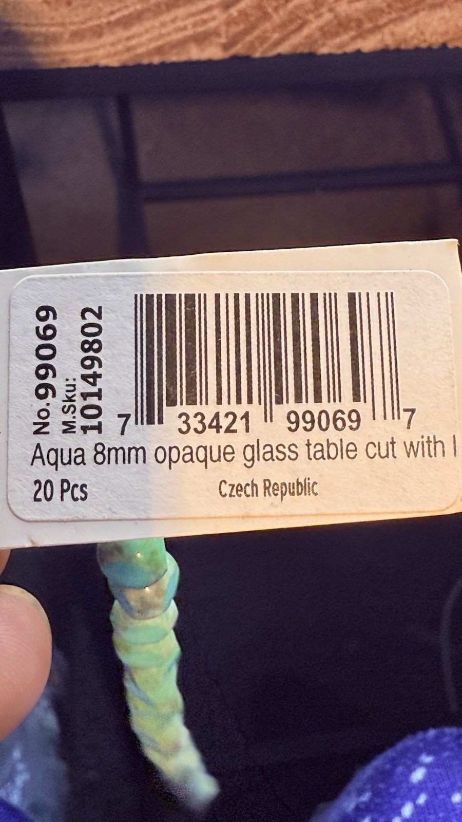 Aqua 8mm opaque glass table cut Beads Qty:20