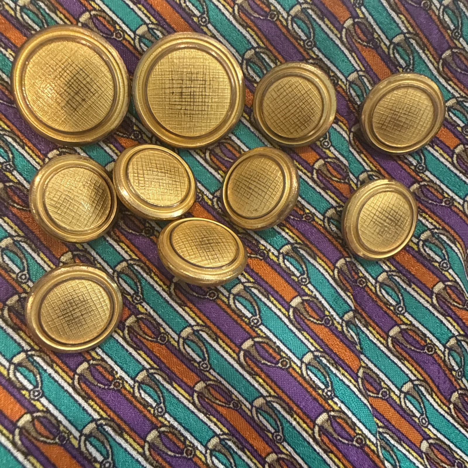HSM WATERBURY metal brushed gold tone set 10 Blazer Replacement Buttons -RS26
