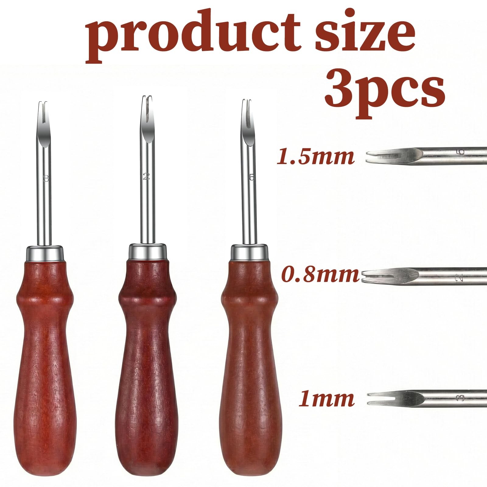 3 PCS Leather Edge Bevelers Leather Burnishing Tool Leathers Beveler Tool wit…