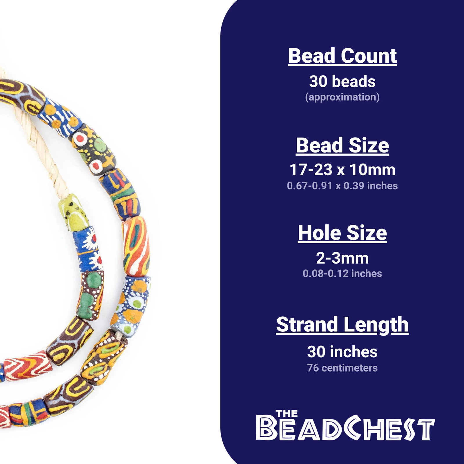 Rainbow Mix Krobo Powder Glass Beads 10mm Ghana African Multicolor Elbow