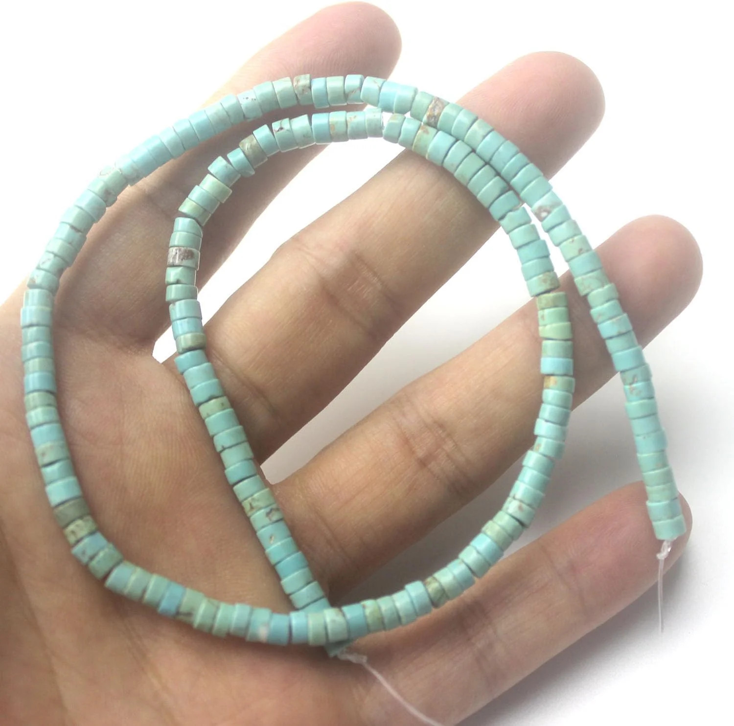 160pcs 3x2mm Natural Turquoise Heishi Disc Rondelle Spacer Stone Semi Precious G