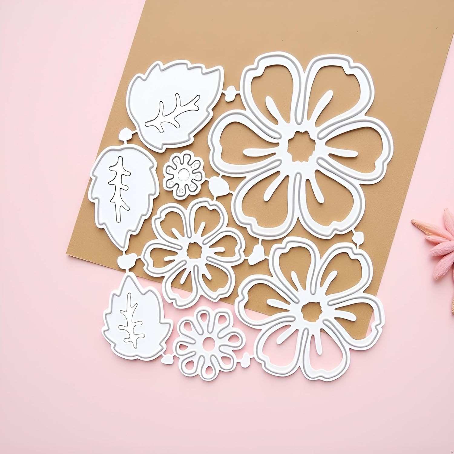 1Pc Silver 8 Flower Metal Cutting Dies 3D Flower Die Cuts Stencil Carbon Steel D